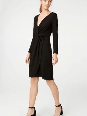NEW! Club Monaco Romesta Dress - Black Long Sleeve Wrap Front Dress – Size Small
